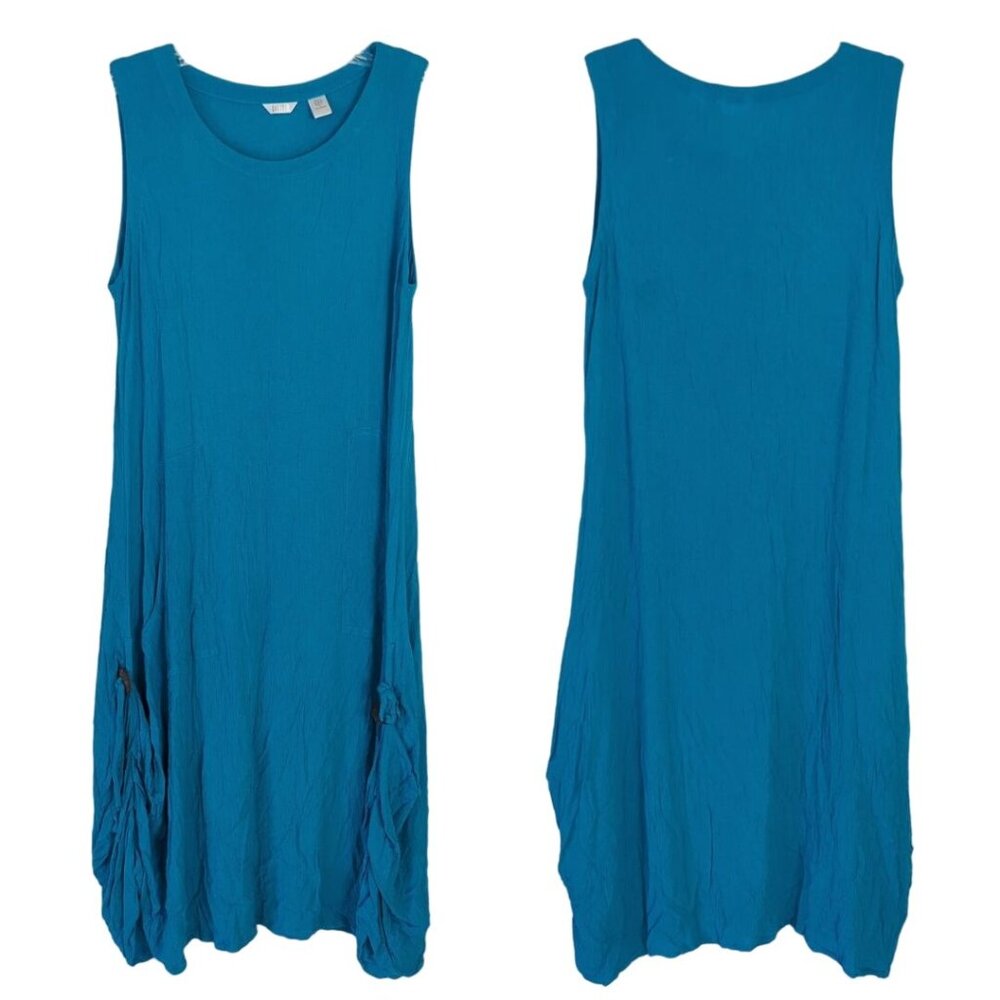 Kaktus Aqua dress S Sleeveless summer creped‎ rayon Bohemian comfortable casual